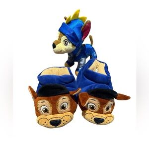 ☮️  Paw Patrol Chase Plush Slippers & Plush Toy Bundle Toddler Kids Cozy Gift